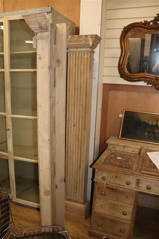 A pair of carved fluted pine pilasters W.36cm